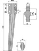 Dent pour herses rotatives, modèle droit