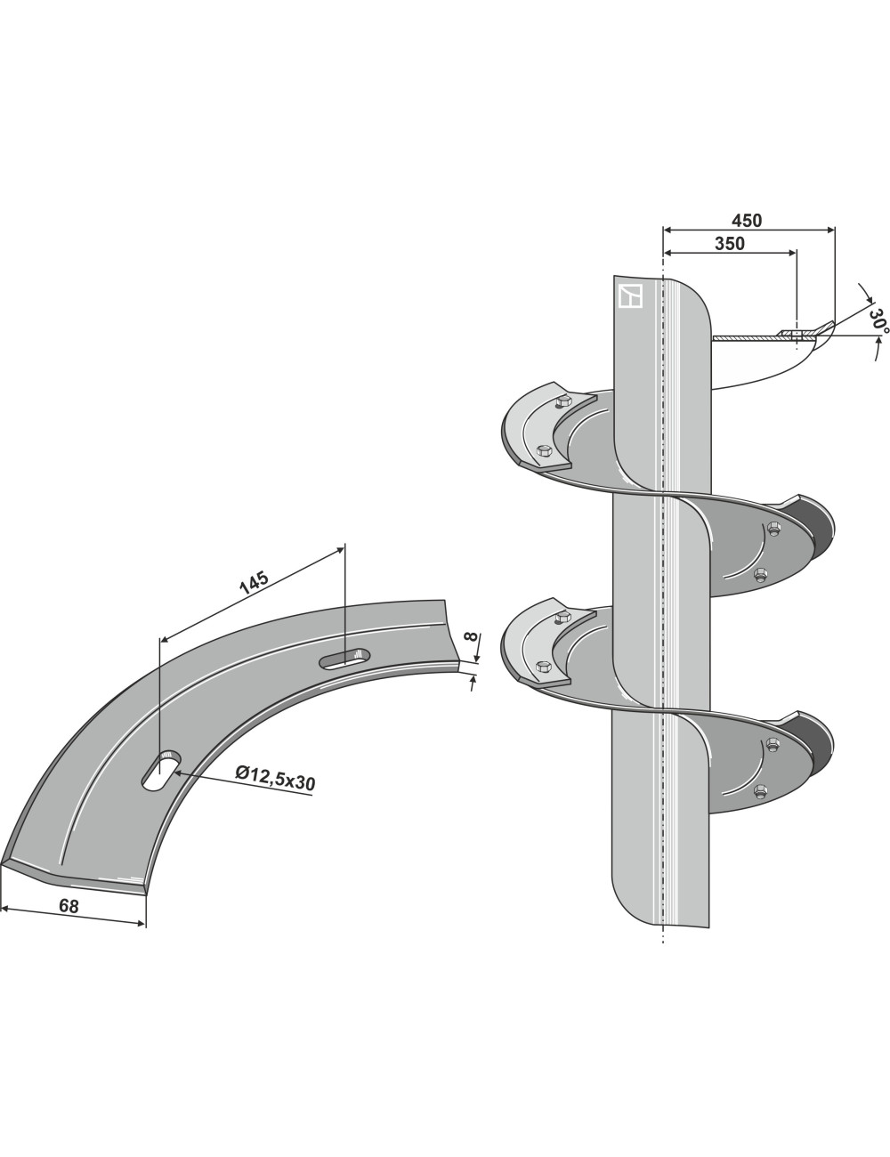 Segment limace - modèle gauche