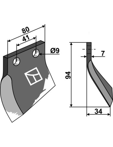 Couteau pour fossoyeuse - modèle gauche