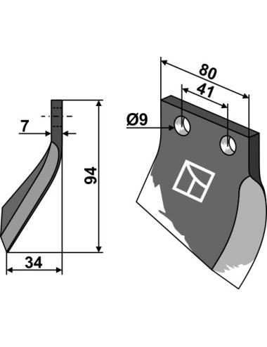Couteau pour fossoyeuse - modèle droite