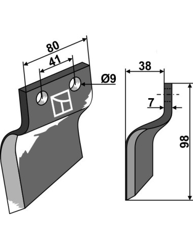 Couteau pour fossoyeuse - modèle gauche