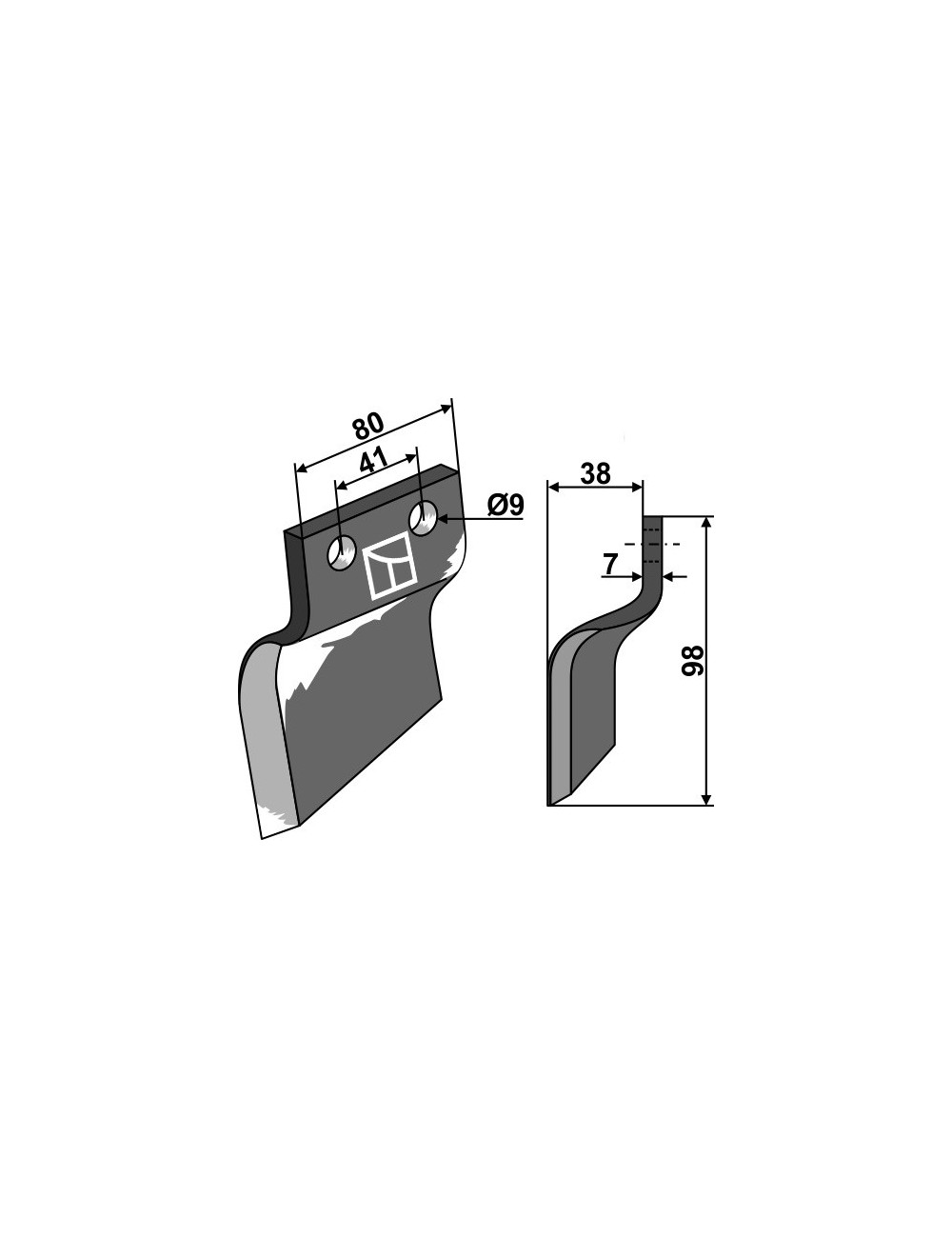 Couteau pour fossoyeuse - modèle gauche