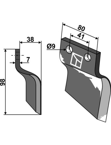 Couteau pour fossoyeuse - modèle droite
