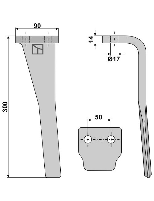 Dent pour herses rotatives, modèle gauche