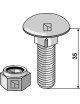 Boulon à tête bombée avec écrou à freinage int. adapt. M12x1,75x35 - 8.8