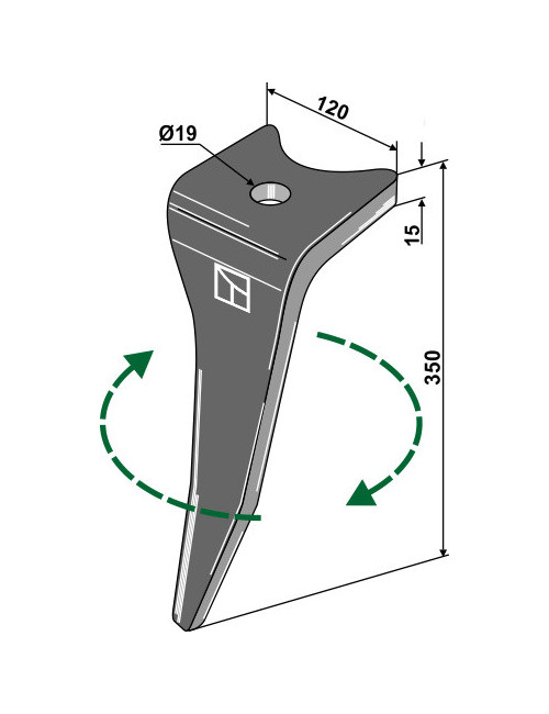 Dent pour herses rotatives, modèle droite