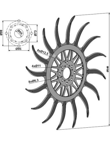 Roue étoile pour houe rotative