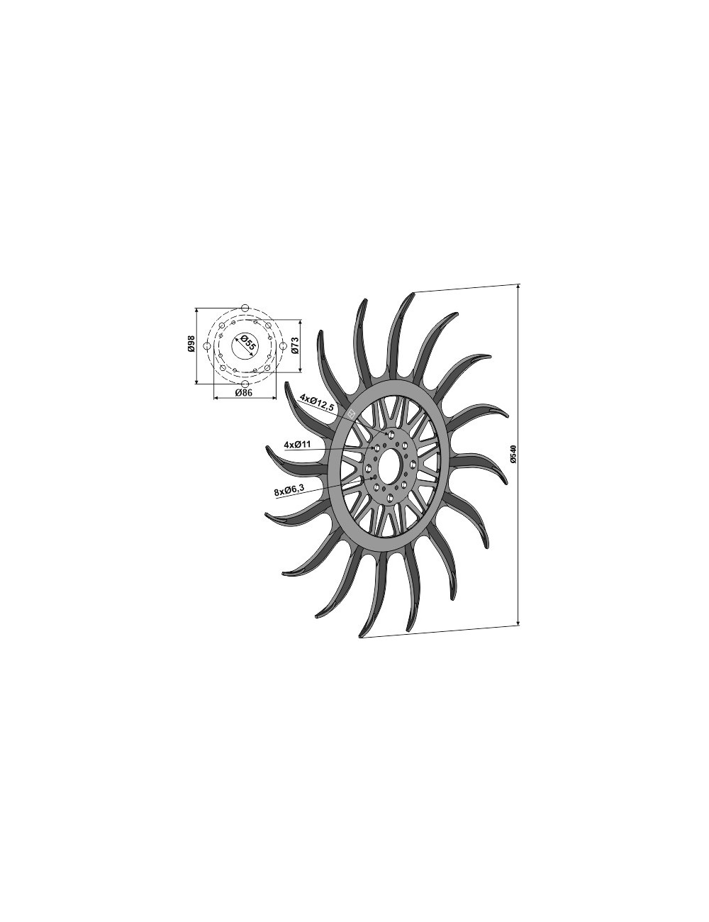 Roue étoile pour houe rotative