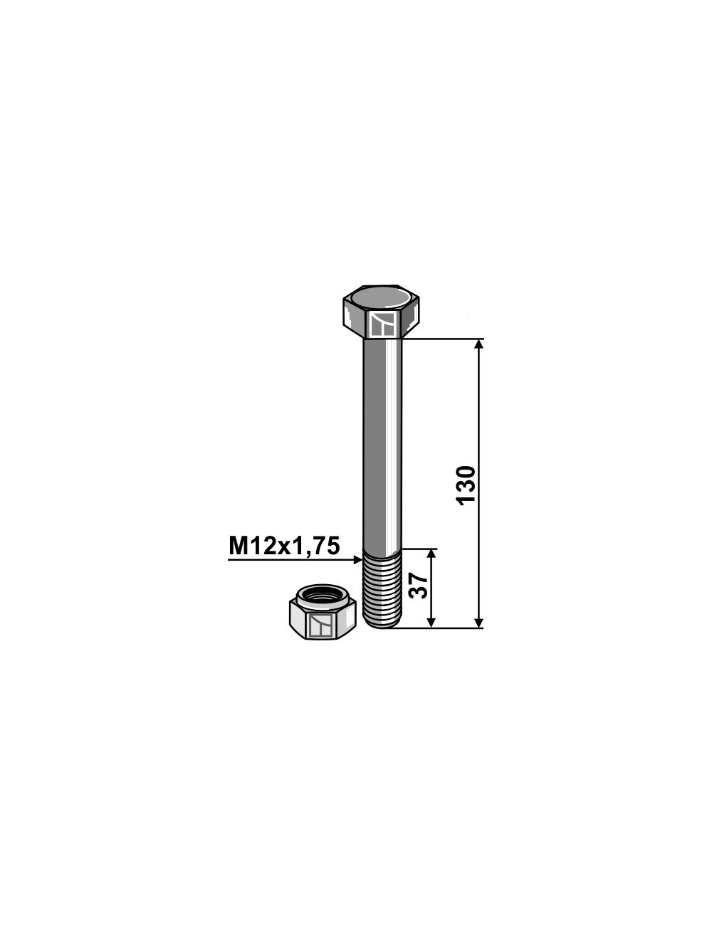 Boulon avec écrou à freinage interne - M12 - 8.8