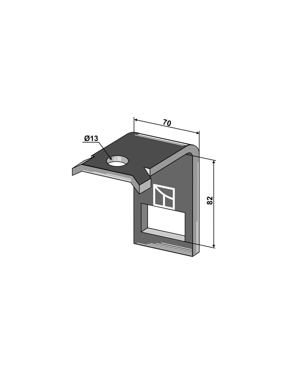 Bride de fixation pour dent 45 x 12 avec renfort double spire 45 x 10