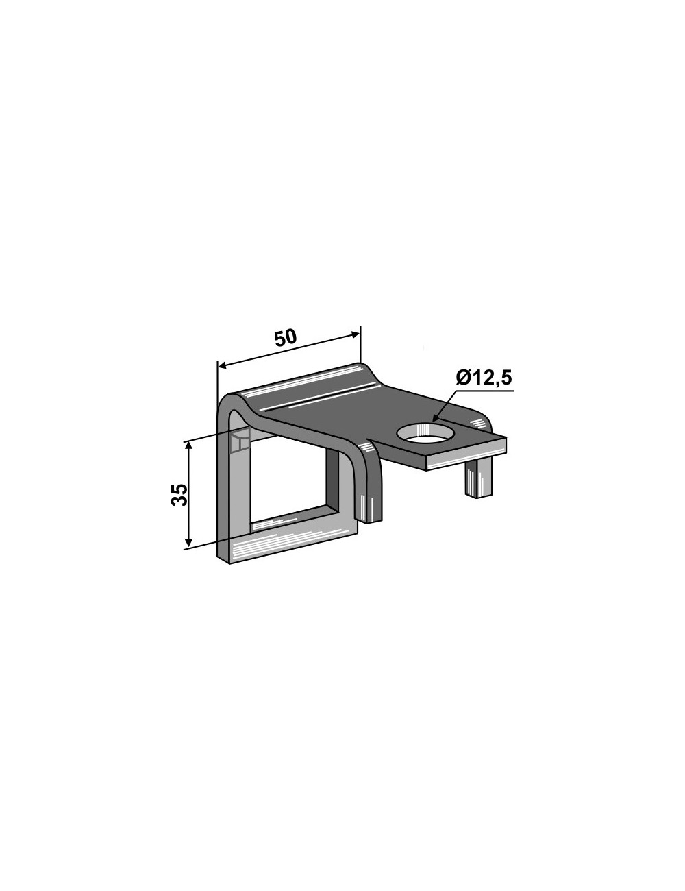 Bride de fixation pour dent 32 x 12 avec renfort double spire 32 x 10