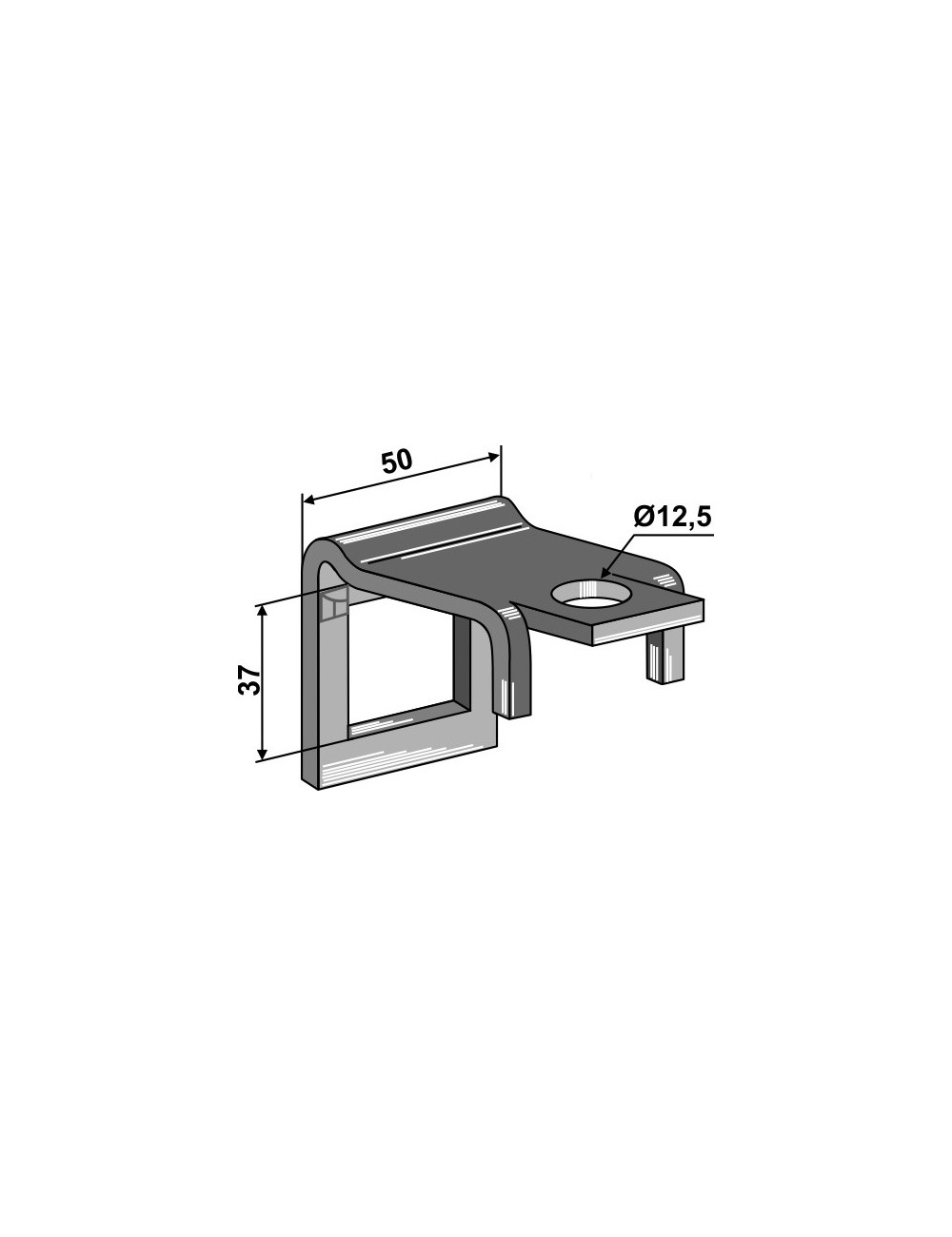 Bride de fixation pour dent 32 x 12 avec renfort double spire 32 x 10
