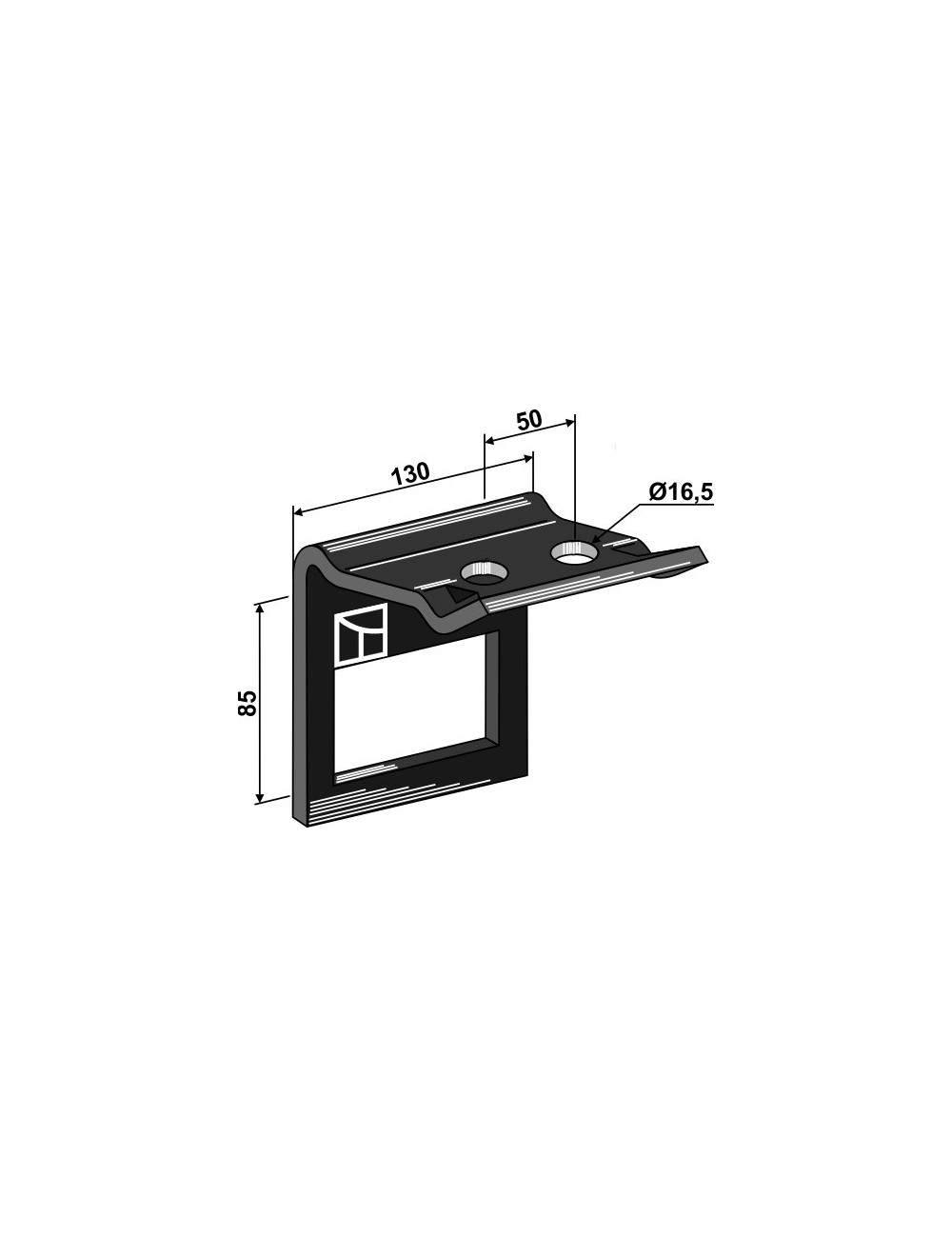 Bride de fixation pour dent 90x13 avec renfort double spire 90x11