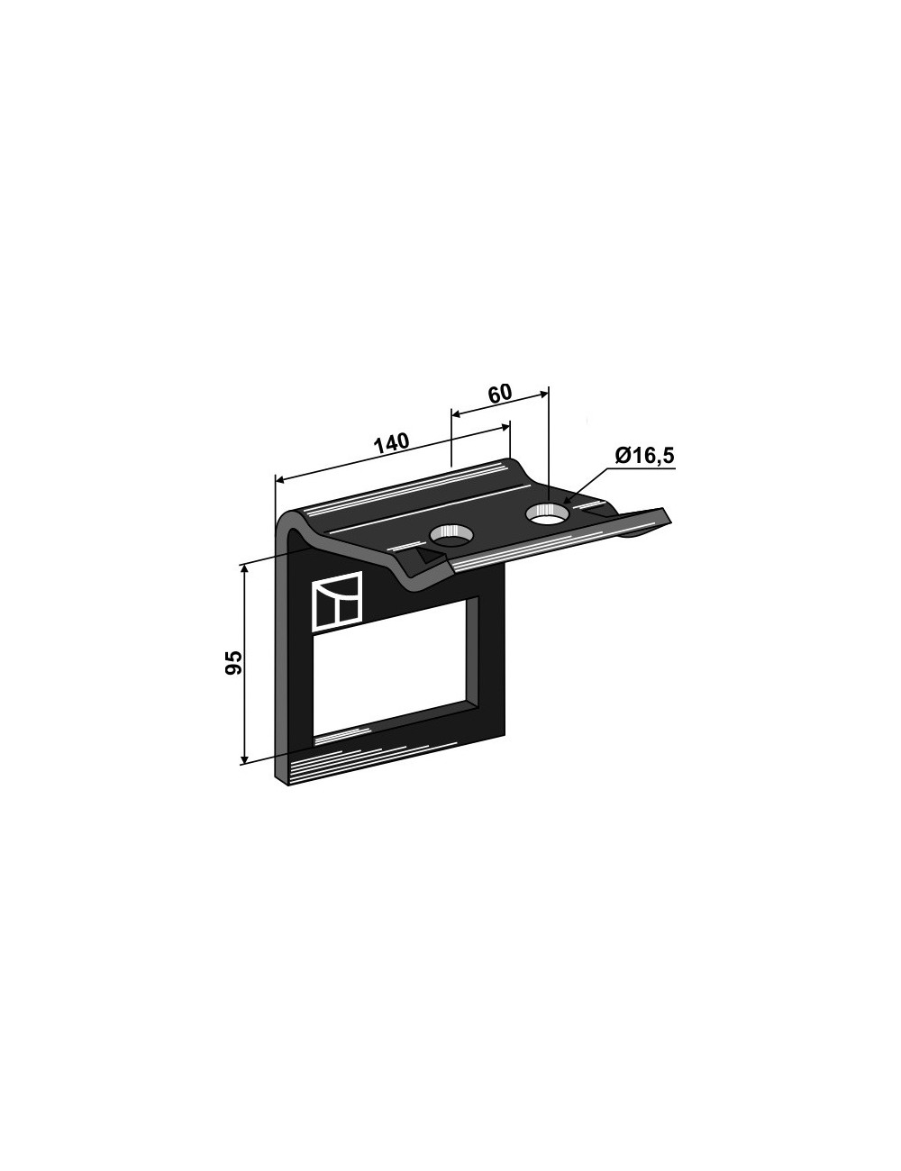 Bride de fixation pour dent 100x14 avec renfort double spire 100x12