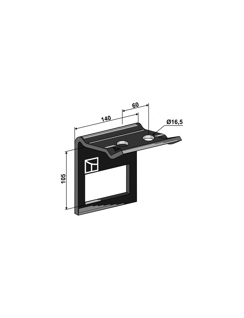 Bride de fixation pour dent 100x14 avec renfort double spire 100x12