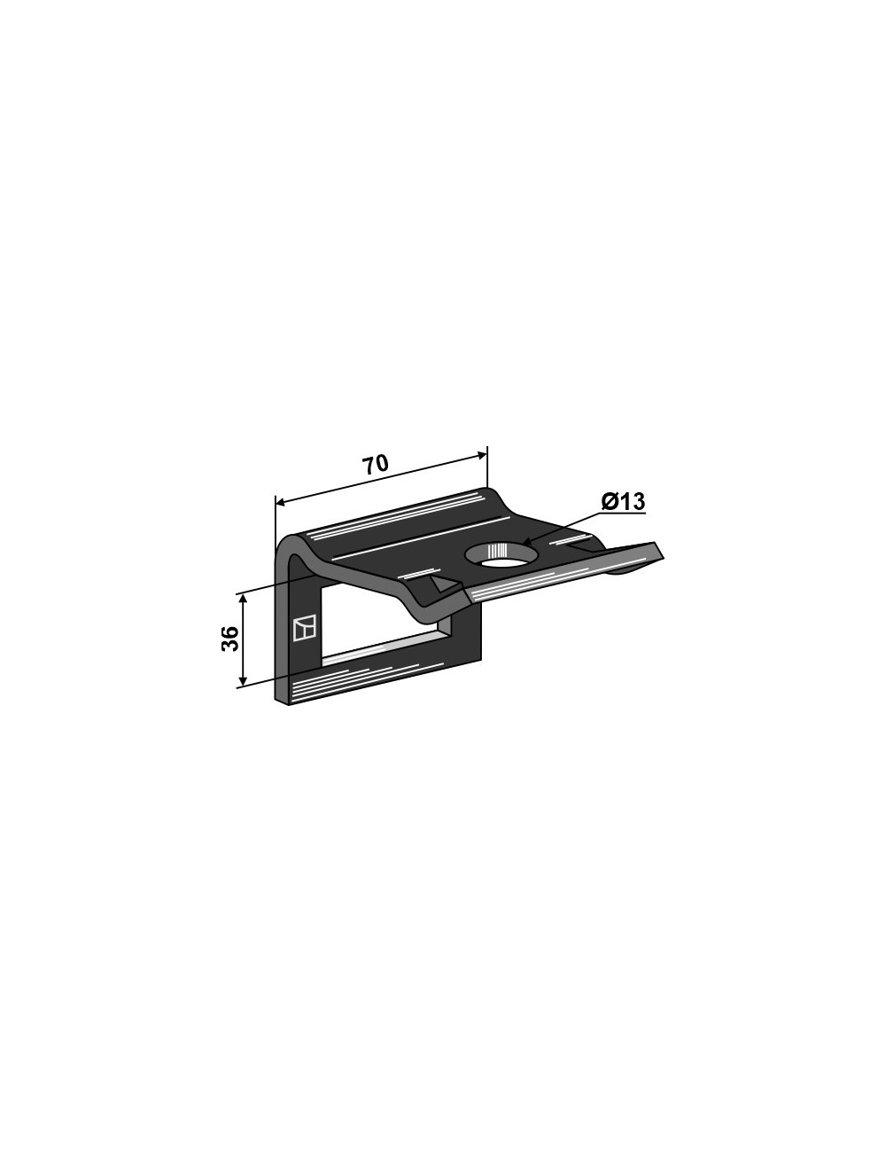 Bride de fixation pour dent 40 x 12 avec renfort double spire 40 x 10