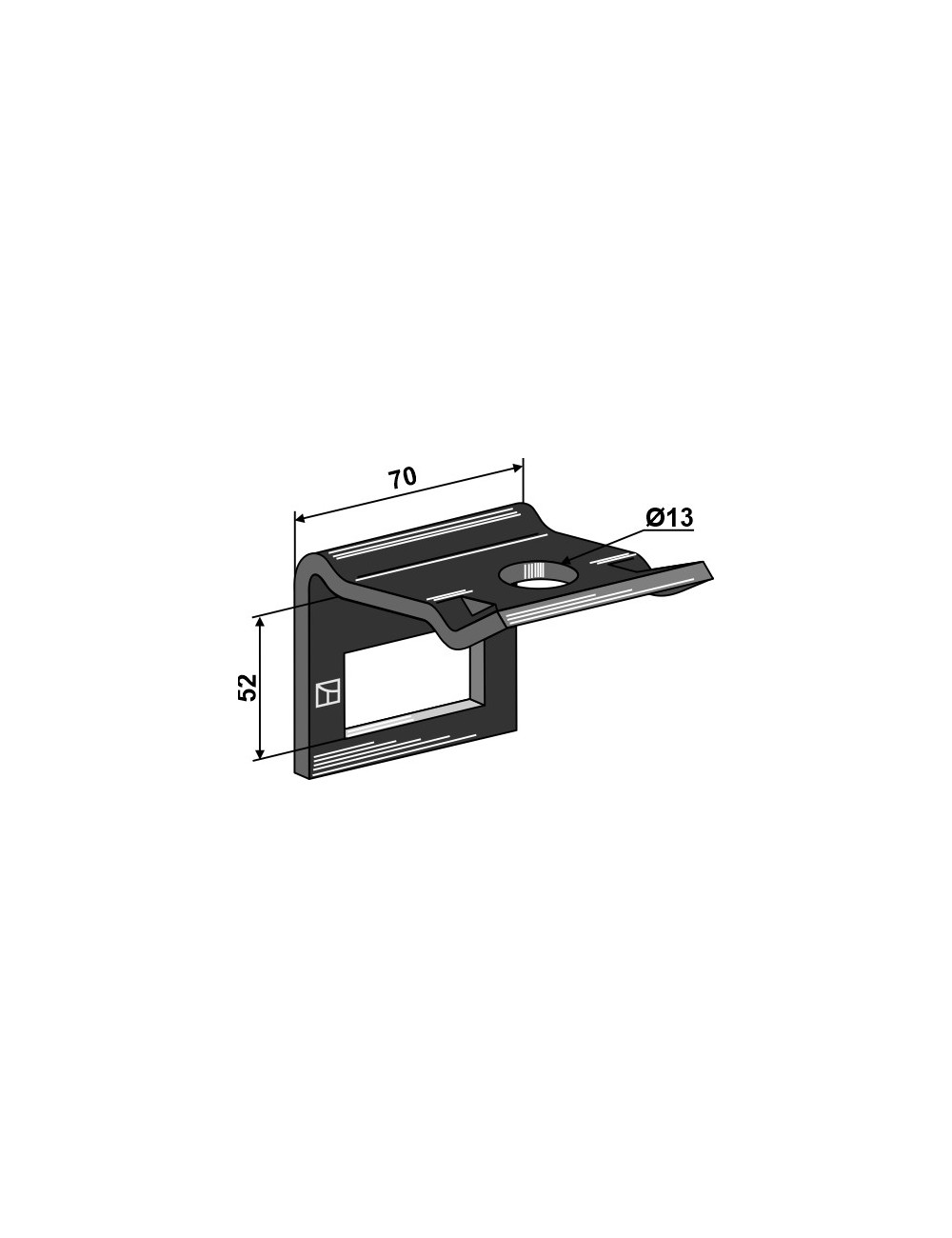 Bride de fixation pour dent 40 x 12 avec renfort double spire 40 x 10