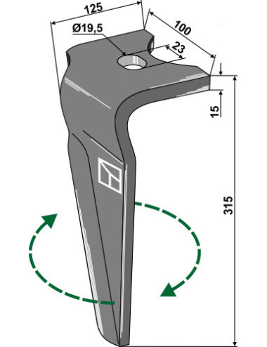 Dent pour herse rotative, modèle droit