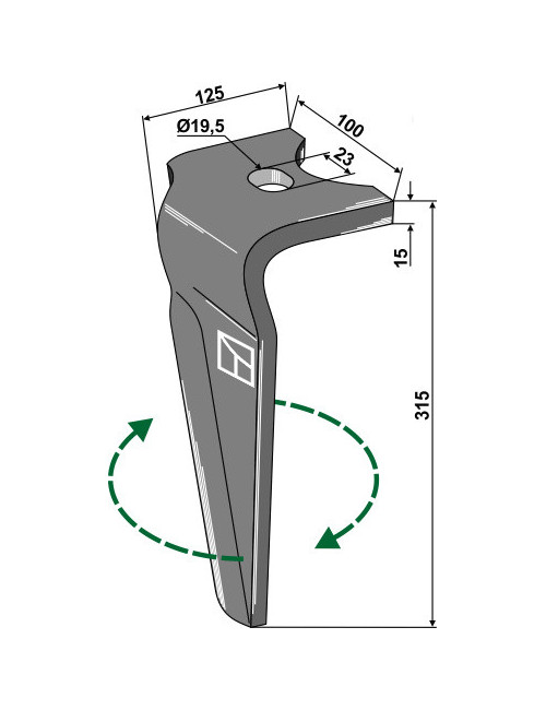 Dent pour herse rotative, modèle droit