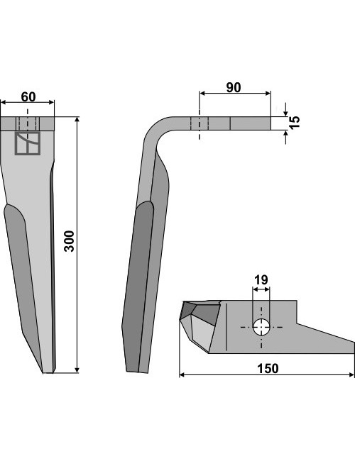 Dent pour herses rotatives, modèle gauche