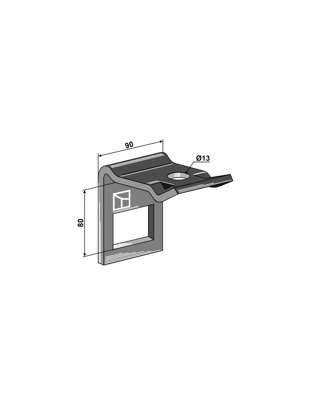 Bride de fixation pour dent 60 x 12 avec renfort double spire 60 x 10
