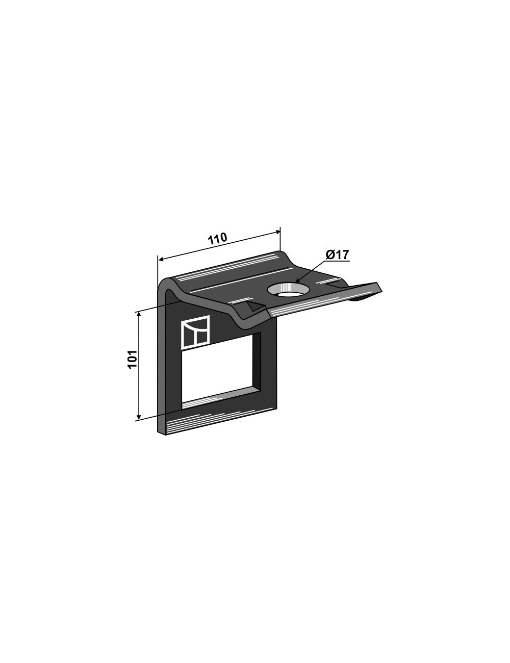 Bride de fixation pour dent 80 x 12 avec renfort double spire 80 x 10