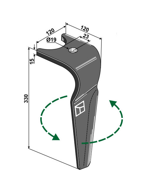 Dent pour herses rotatives, modèle gauche
