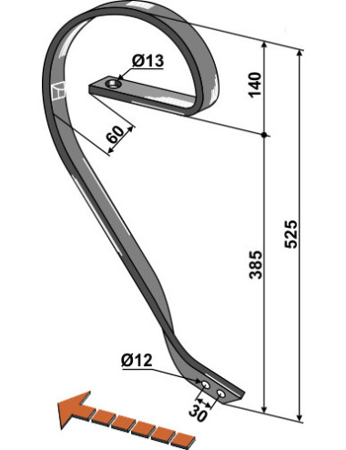 Dent niveleuse, modèle droit