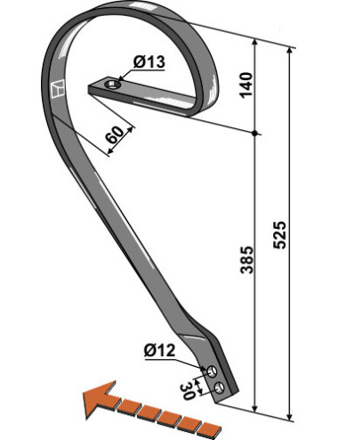 Dent niveleuse, modèle gauche