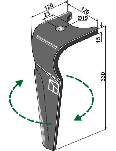 Dent pour herse rotative, modèle droit