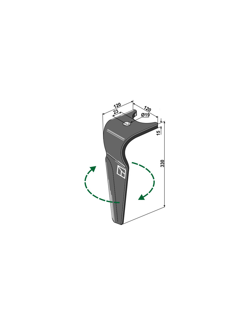 Dent pour herse rotative, modèle droit