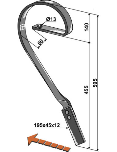 Dent niveleuse, modèle gauche