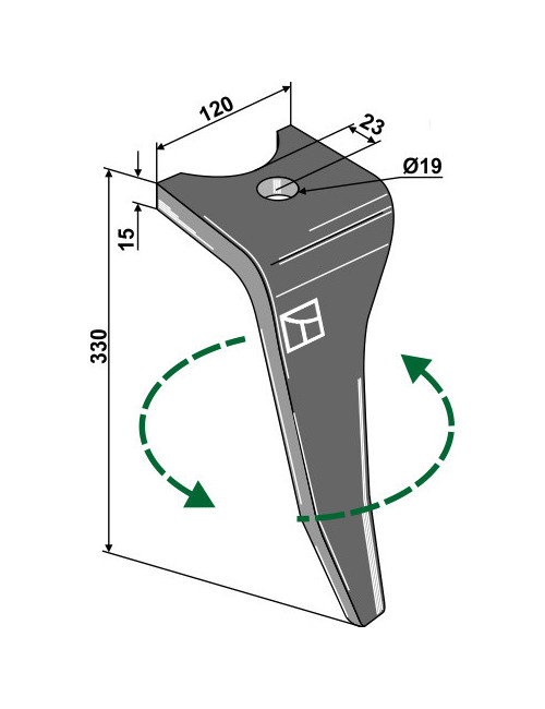 Dent pour herses rotatives, modèle gauche