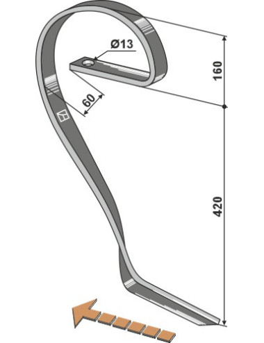 Dent niveleuse, modèle droit