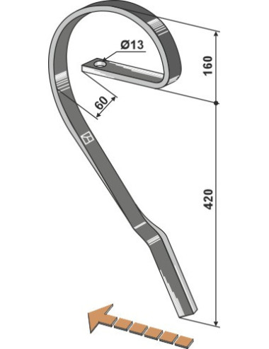 Dent niveleuse, modèle gauche