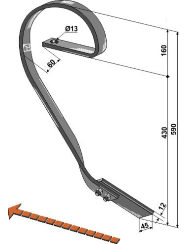 Dent niveleuse, modèle droit