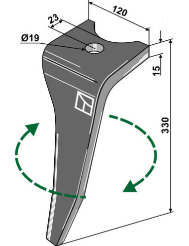 Dent pour herse rotative, modèle droit