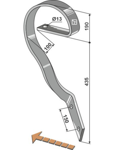 Dent niveleuse, modèle gauche