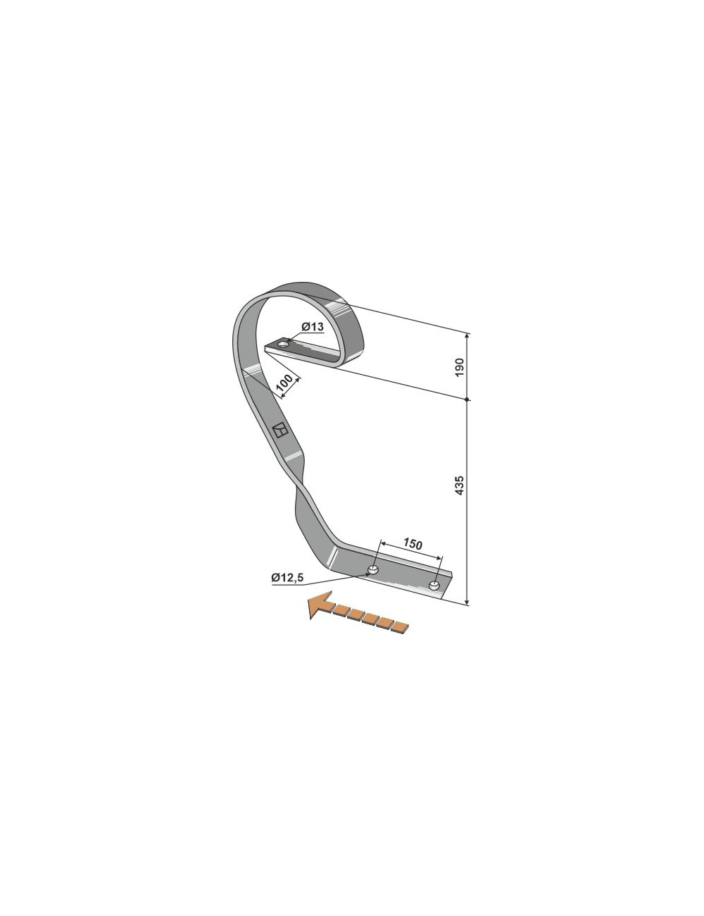 Dent niveleuse, modèle droit