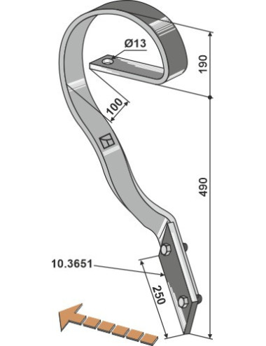Dent niveleuse, modèle gauche