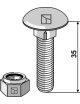 Boulon à tête bombée avec écrou à freinage int.adapt. M10x1,5x35 - 8.8