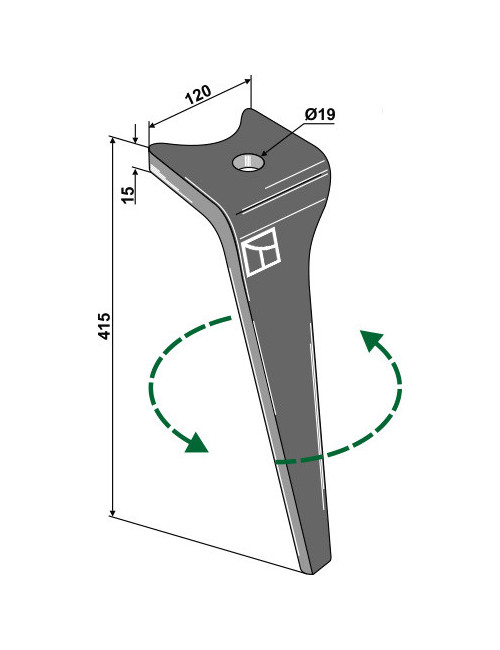 Dent pour herses rotatives, modèle gauche