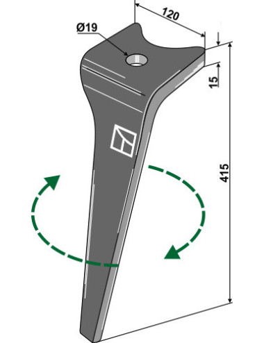 Dent pour herse rotative, modèle droit