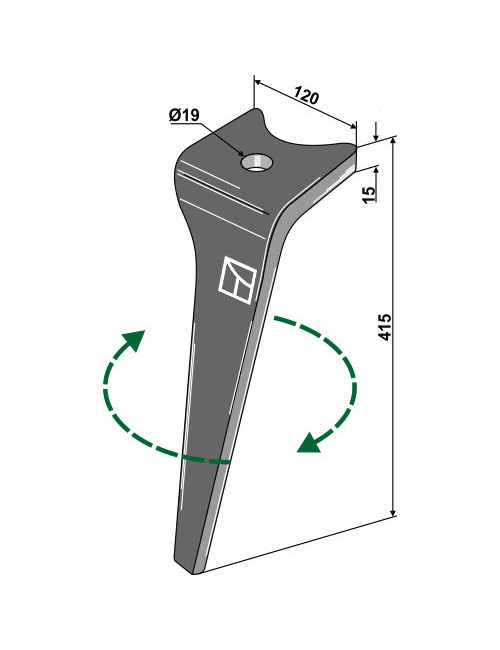 Dent pour herse rotative, modèle droit