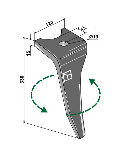Dent pour herses rotatives, modèle gauche