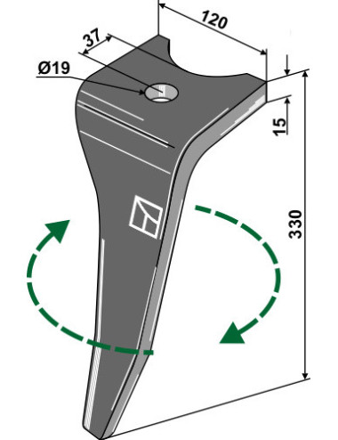 Dent pour herse rotative, modèle droit