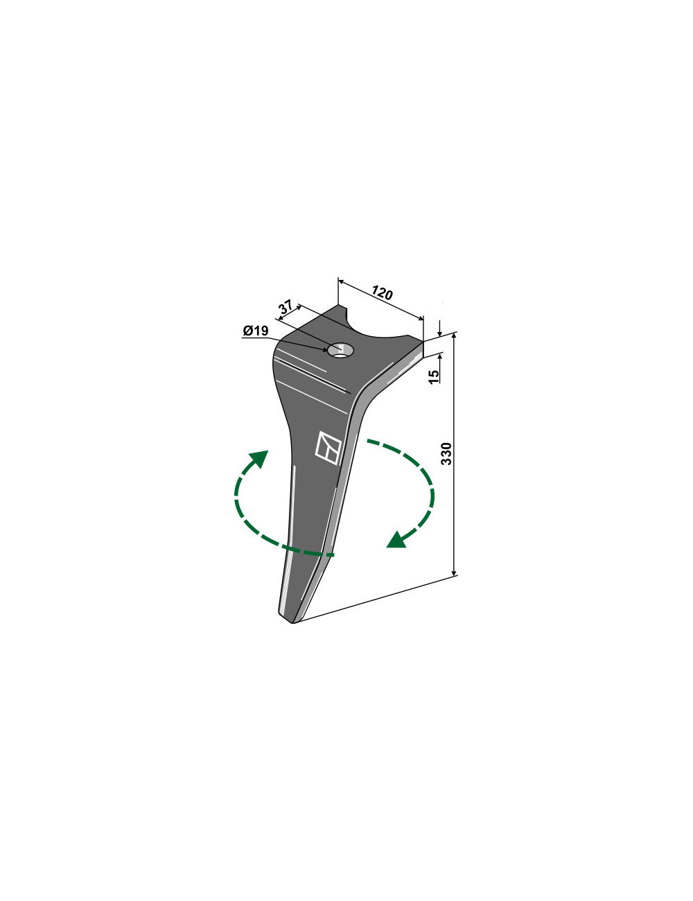 Dent pour herse rotative, modèle droit