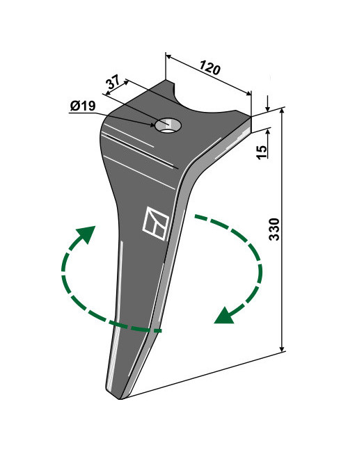 Dent pour herse rotative, modèle droit