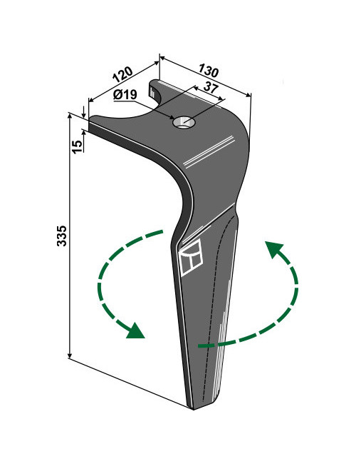 Dent pour herses rotatives, modèle gauche