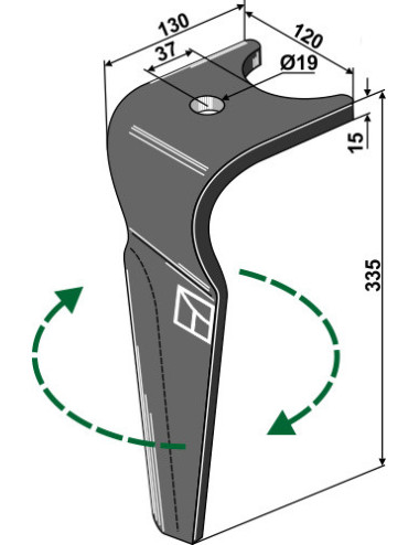 Dent pour herse rotative, modèle droit